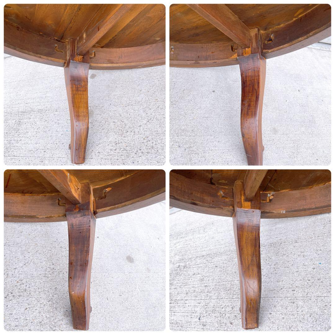 【美品送料込】アンティーク家具 手彫り彫刻 円形テーブル 猫脚