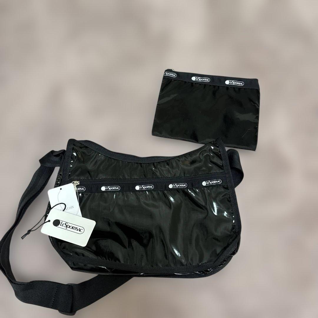【LeSportsac】レスポートサック新品ブラック ショルダーバッグ ポーチ付