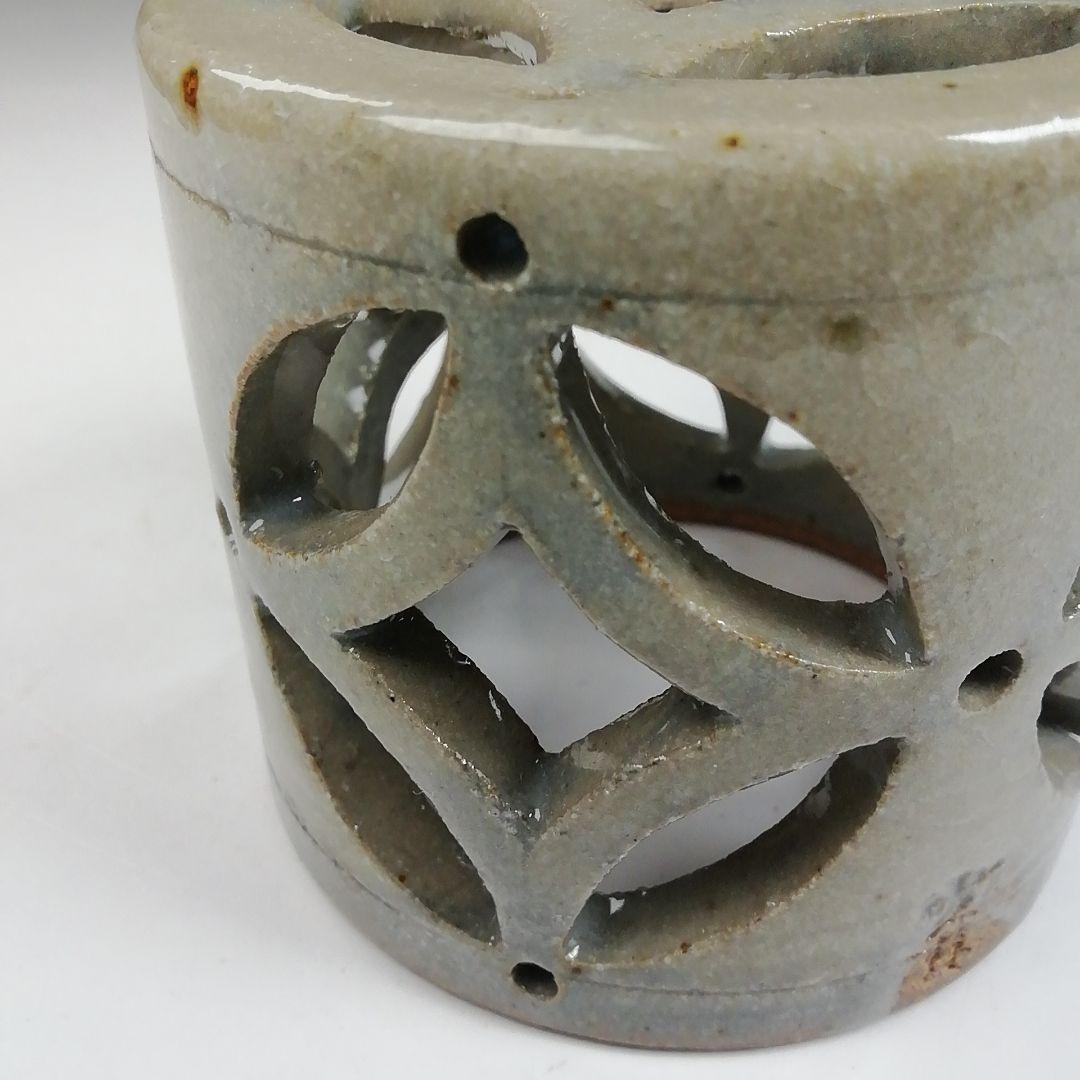 Ｗ１２３　蓋置　『七宝透かし』『小久慈窯 造』　共箱　茶道具