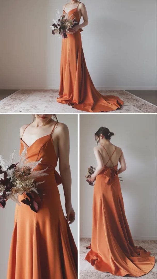 テラコッタ ロングドレスSOLALA Mサイズ 結婚式 前撮り 二次会 花嫁