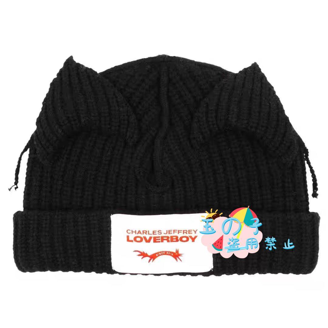 男女兼用CHARLES JEFFREY LOVERSBOY 猫耳ニット帽黑A