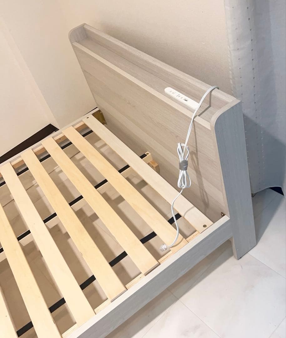 送料込み！ コンセント付き USB収納 ベッドフレーム シングル