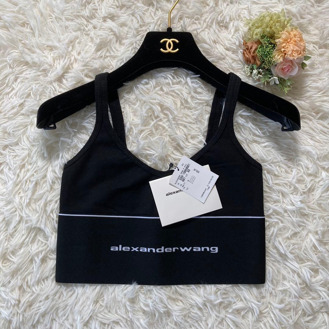新品 アレキサンダーワン ロゴ タンクトップ ブラック レディース