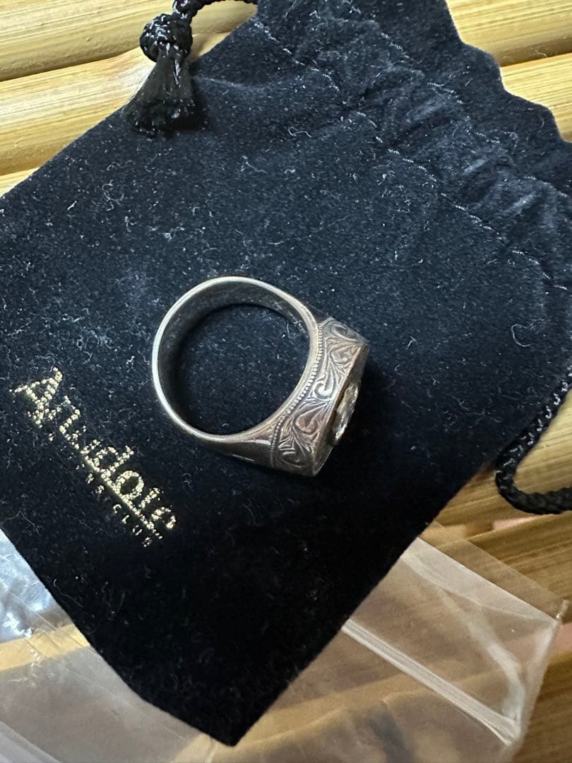 Engraved Oval Stone Ring 20号