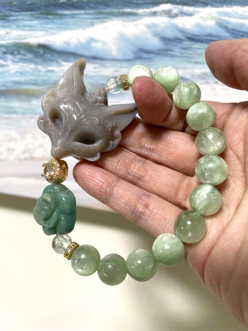 桜瑪瑙 金魚 アクアマリン ブレスレット