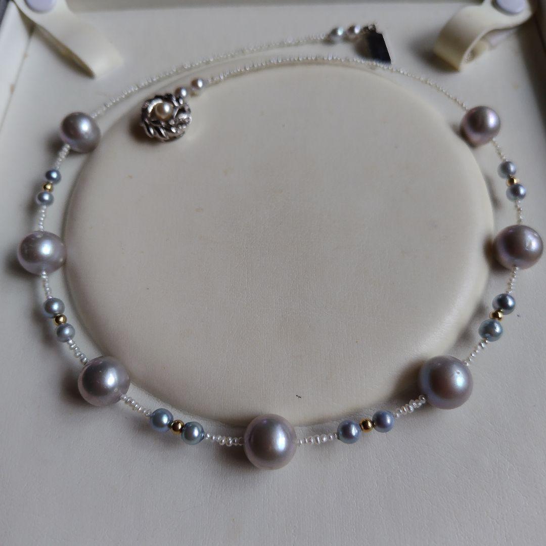 ②【訳あり格安】アコヤ真珠ベビーパール、あこや砂芥子パールの、オメガ風ネックレス