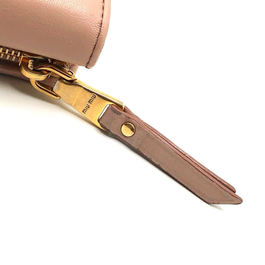 ミュウミュウ マテラッセ 折り財布 クリスタル ビジュー ピンク レザー