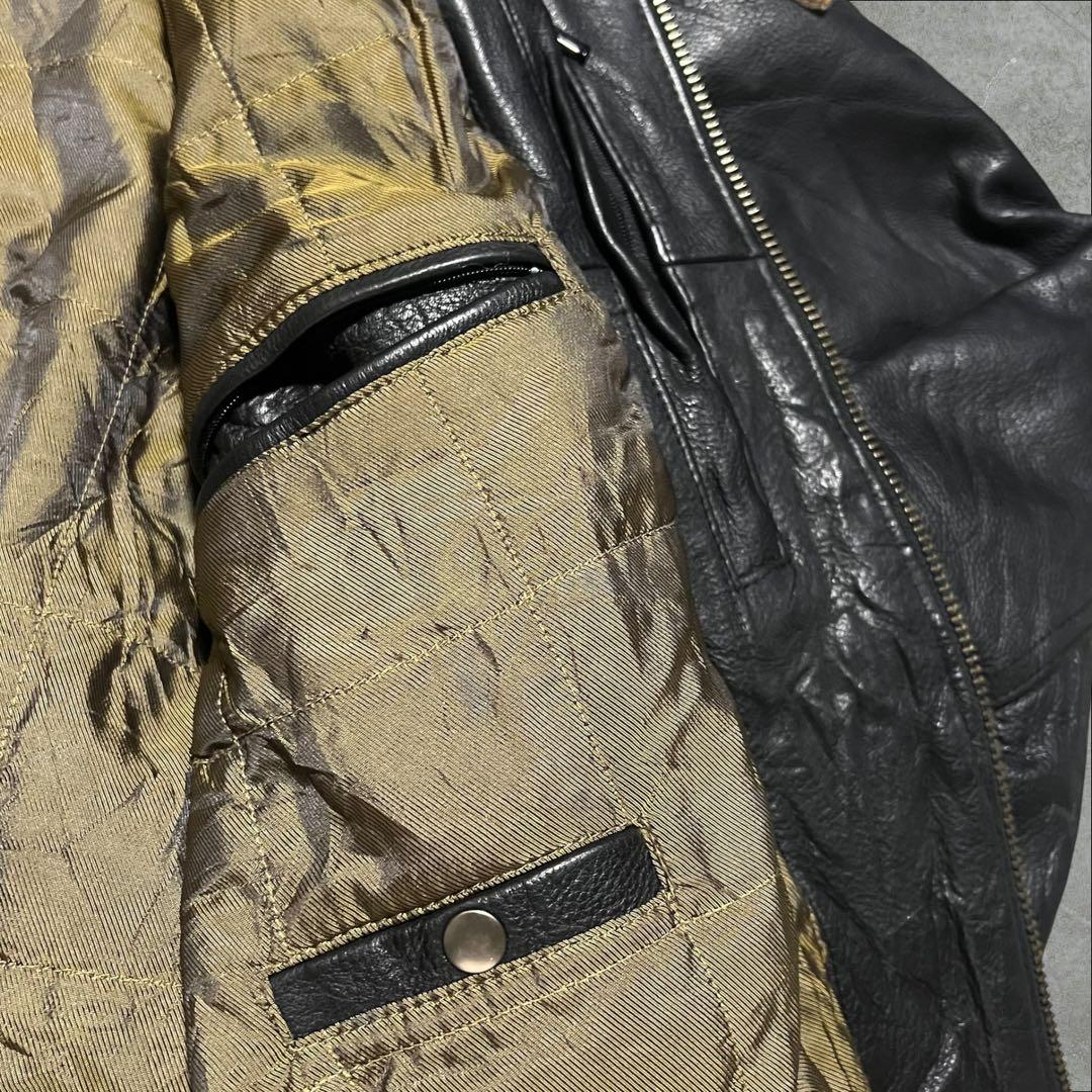 WILSONS本革ハーレーカスタム刺繍イーグルワッペンレザージャケットL古着