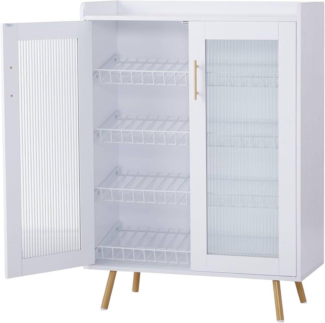 【大特価】シューズキャビネット 下駄箱 4段 扉付き 靴箱 家庭用 組立簡単