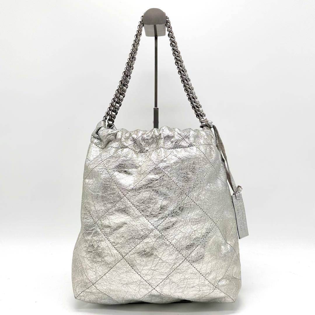 【美品】MARCO MASI チェーンショルダーバッグ キルティング シルバー