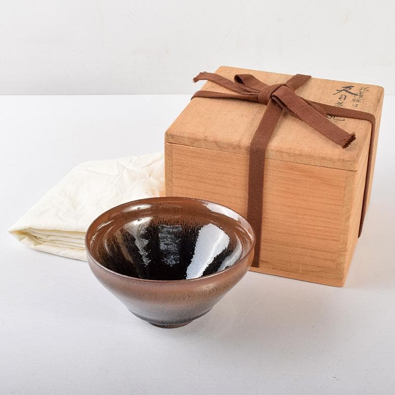 中国　南宋　建窯　兎毫盞　禾目天目碗　時代箱付　M　R5076