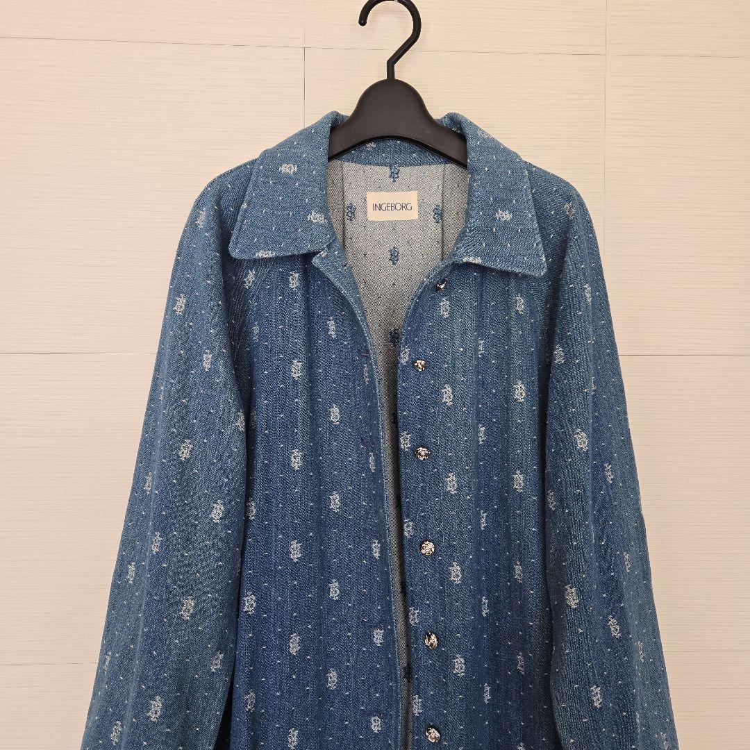 インゲボルグ　地模様織りデニムチェスターコート　インディゴ