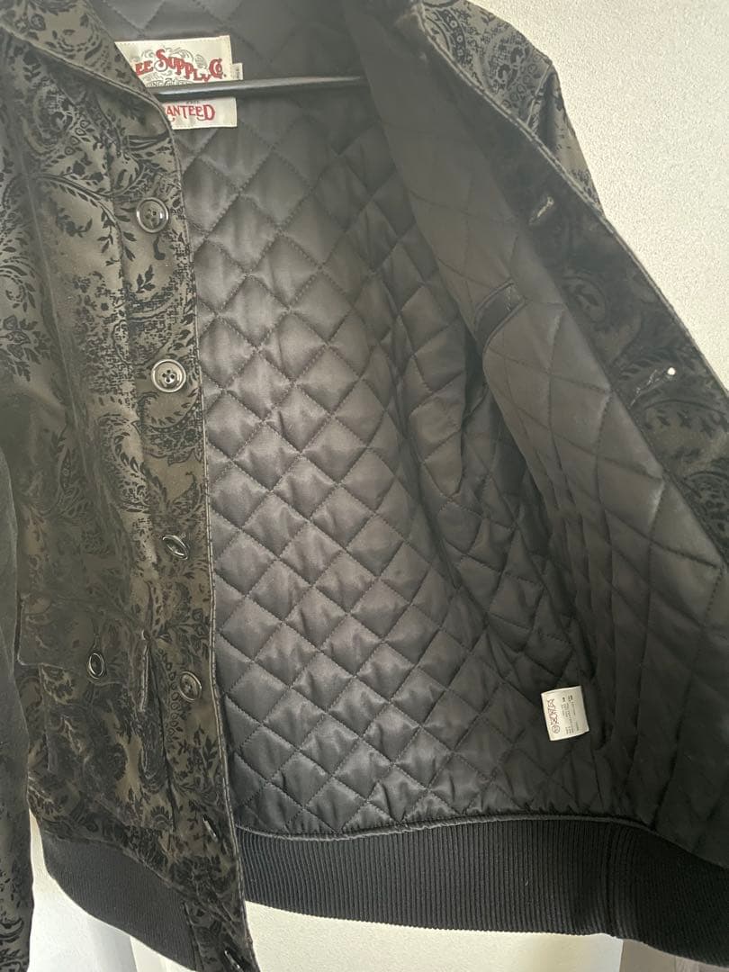CALEE／キャリー ペイズリー ジャケット 黒 キルティング Lサイズ