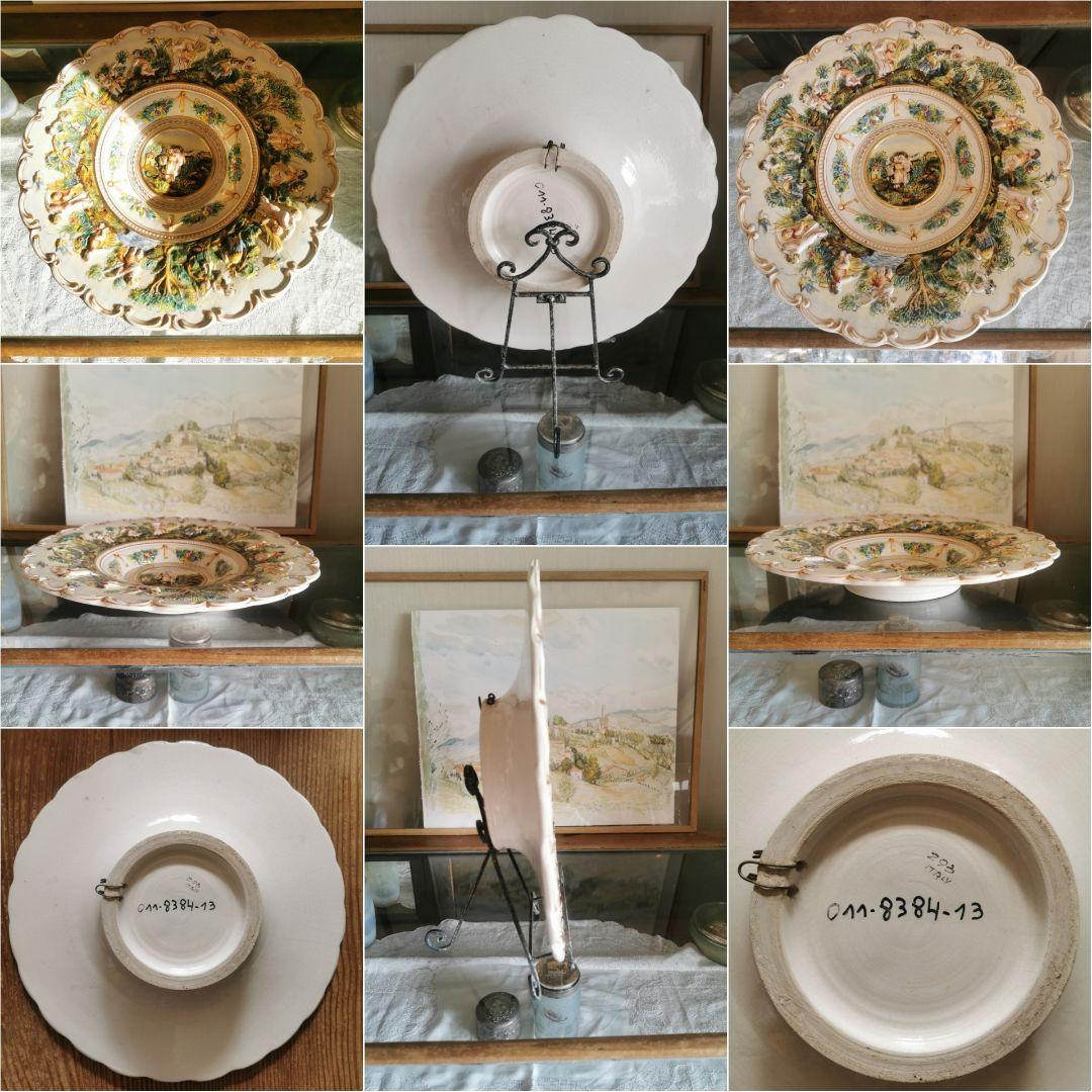 アンティーク カポディモンテ ラージデコレーションプレート 深大皿 子供達の収穫