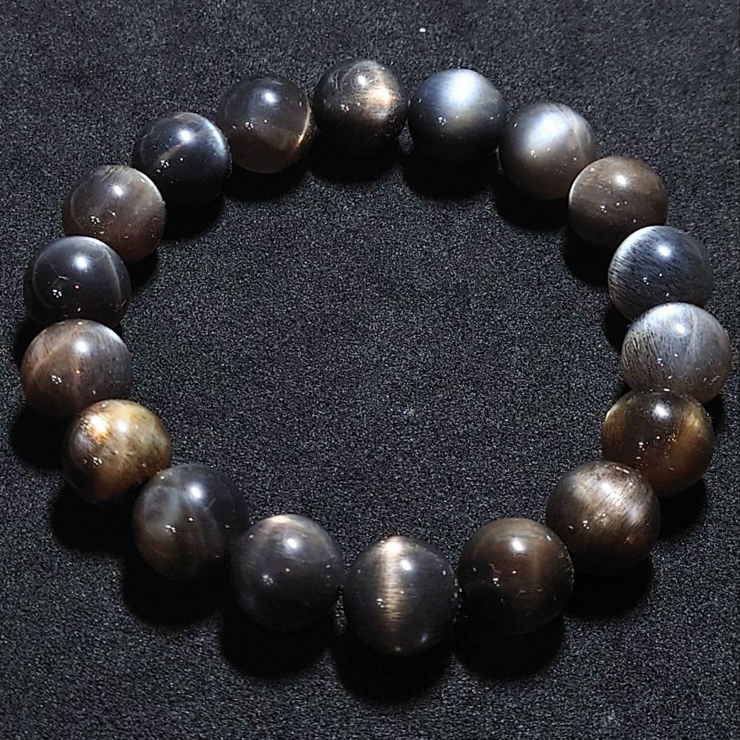 ★ブラックアベンチュリンムーンストーン 11.5ミリ珠 ブレスレット(SA+)