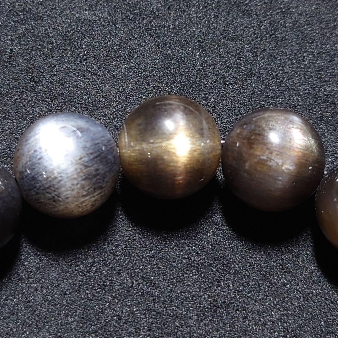 ★ブラックアベンチュリンムーンストーン 11.5ミリ珠 ブレスレット(SA+)