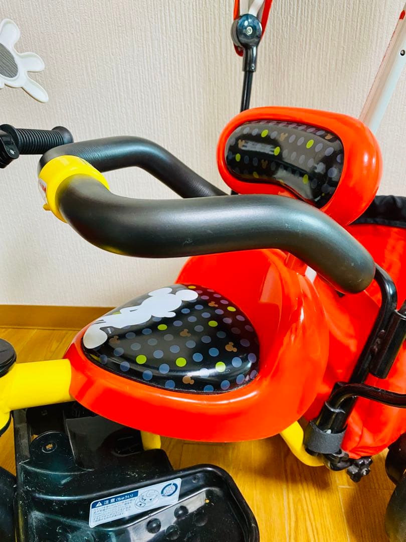 【美品、室内使用・室内保管】子供 三輪車 手押し棒 ides ミッキー三輪車