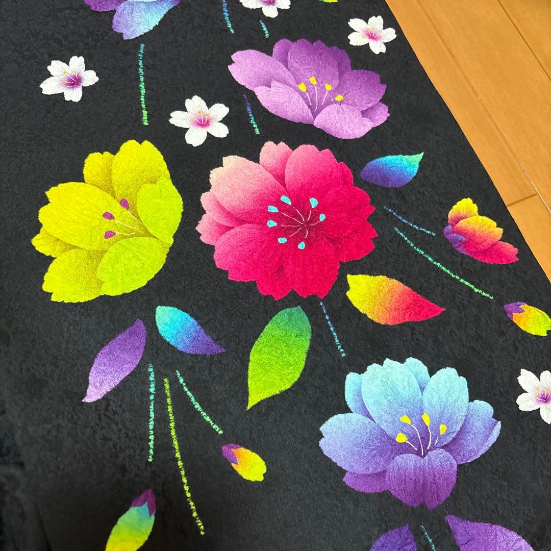 【12/19】振袖☆パステル花柄（黒色）