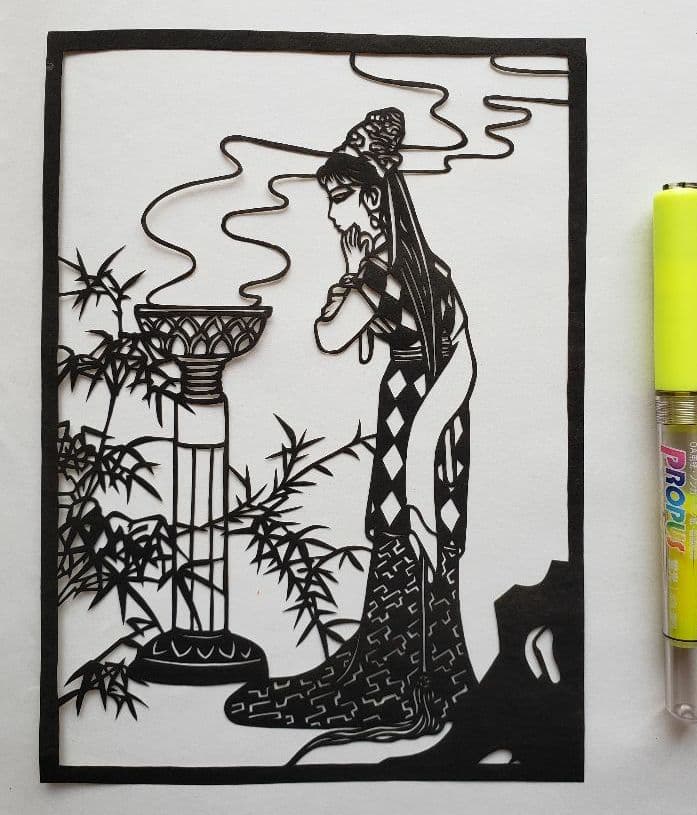 【新品、貴重】中国、切り絵、40年前程度の作品