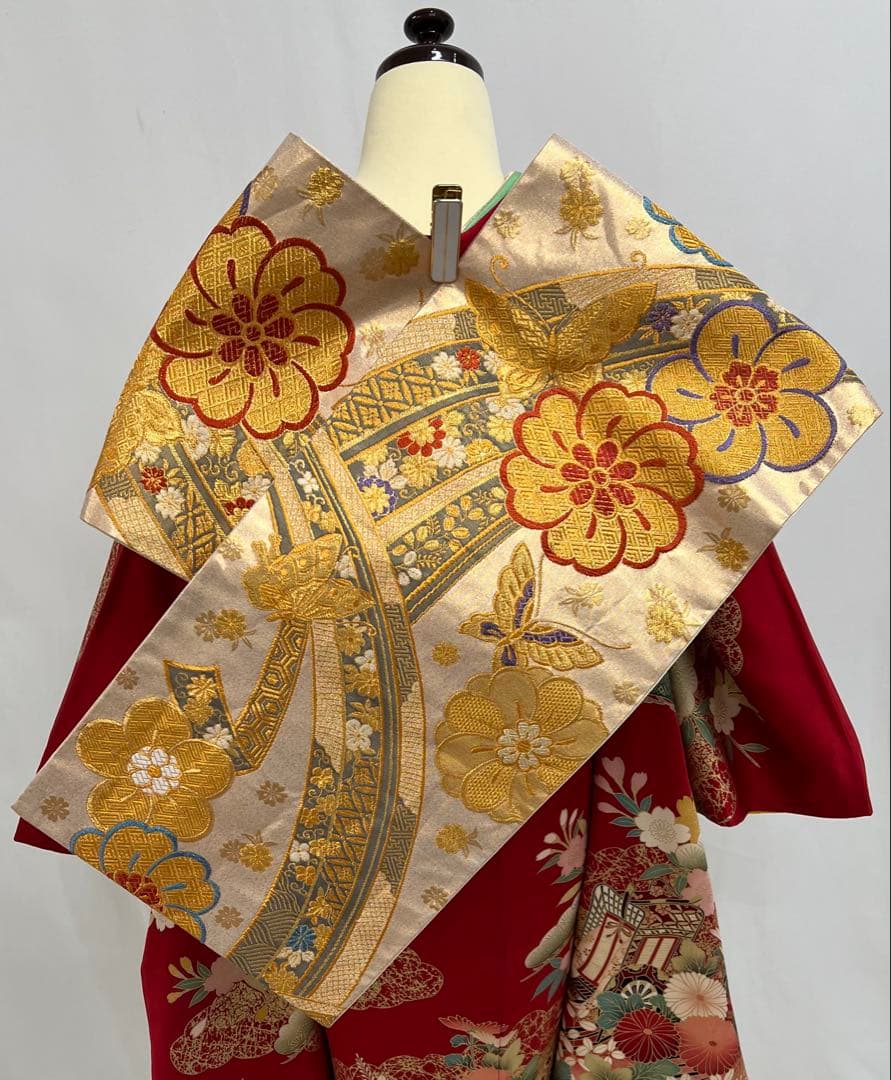 振り袖　フルセット　別誂長襦袢　古典柄　成人式　赤　結婚式　金彩加工　668