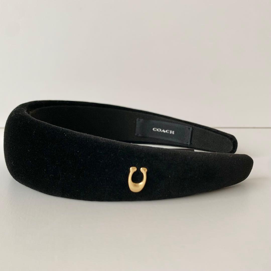【COACH】コーチ　ベルベット　ヘッドバンド　カチューシャ　新品　ブラック　黒