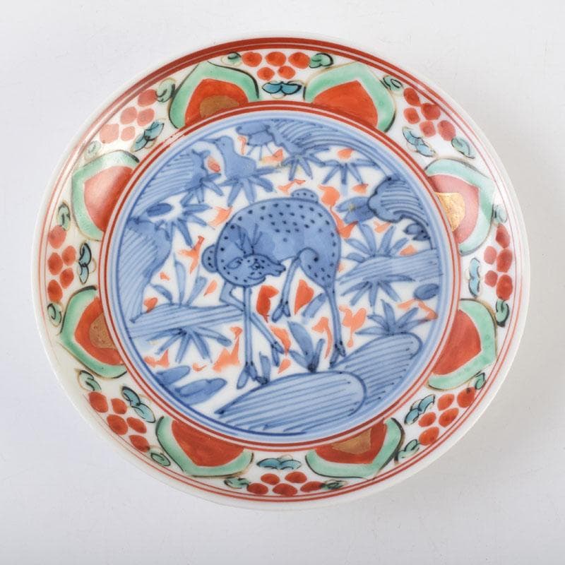 中国　赤絵　花鳥神獣文　小皿　四客　C　9087
