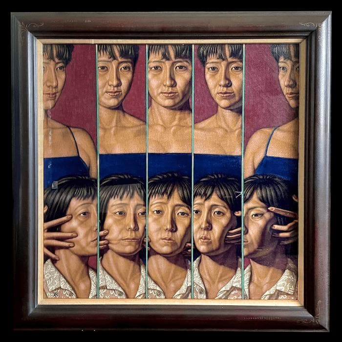 稲垣考二「美顔」1987年作 肉筆 油彩 キャンバス S20号 額装