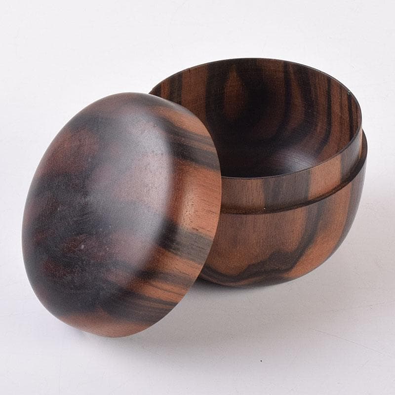 茶道具　天然木　黒柿製　無垢彫　綺麗な木目の棗　V　R8964