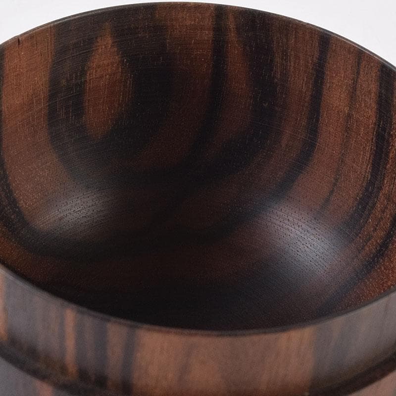 茶道具　天然木　黒柿製　無垢彫　綺麗な木目の棗　V　R8964