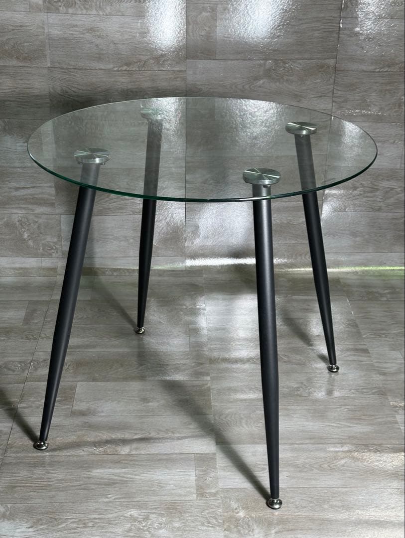 丸テーブル オシャレ 強化ガラス テーブル ラクラク組立 新品 未使用