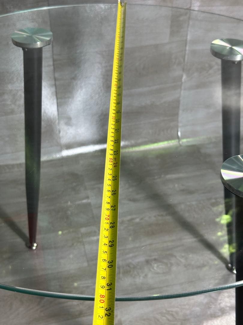 丸テーブル オシャレ 強化ガラス テーブル ラクラク組立 新品 未使用