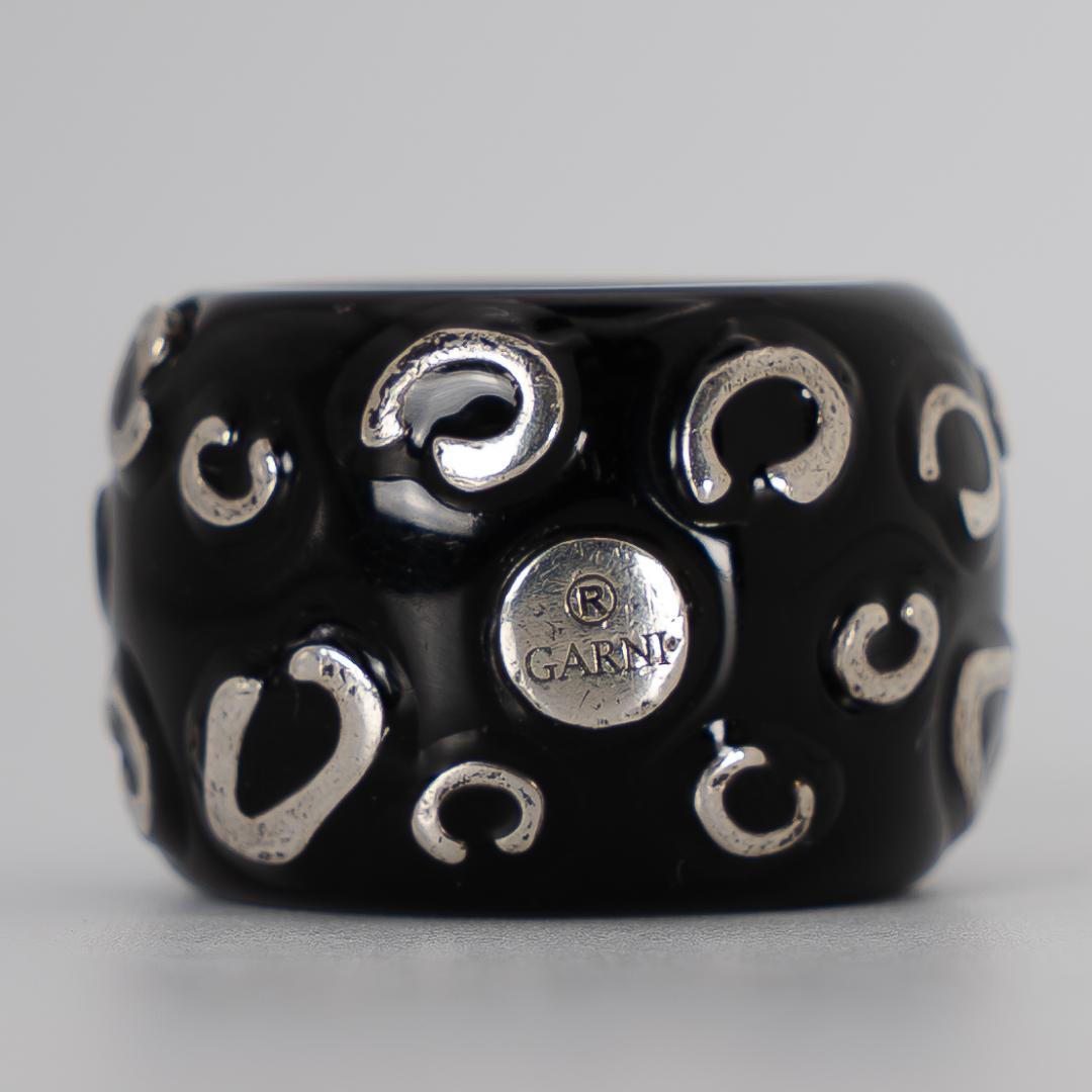 GARNI 黒 ブラック シルバー 樹脂 リング