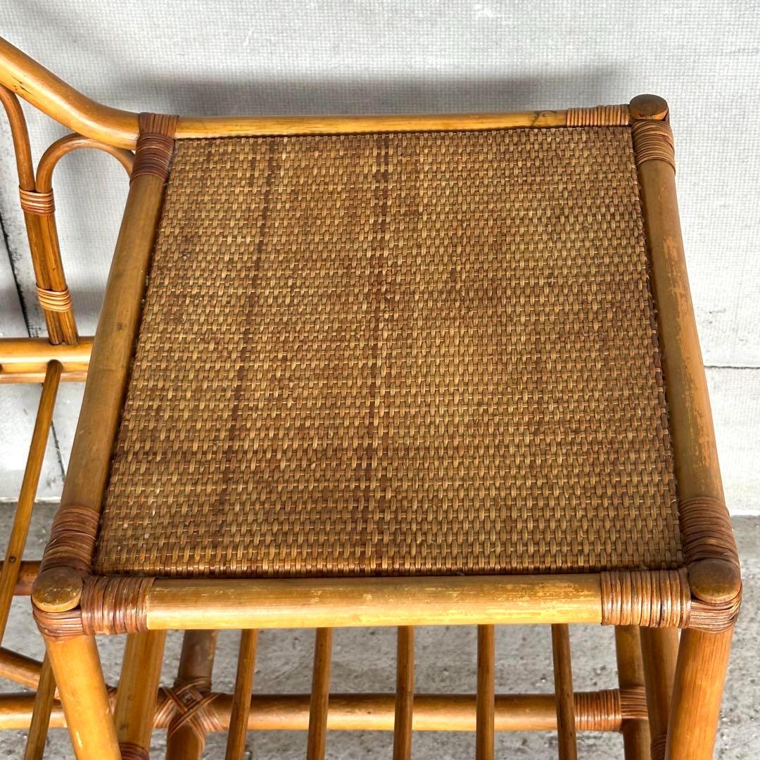 ✿ナチュラルラタンの風合い✿収納付き1人掛けベンチ♪