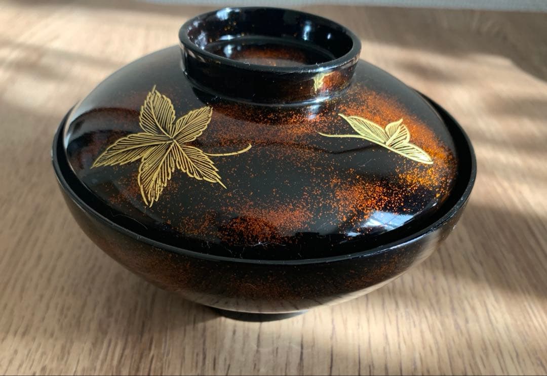 最終価格28日迄　沈金蒔絵木製吸物椀10客　時代物　アンティーク　珍品　お正月