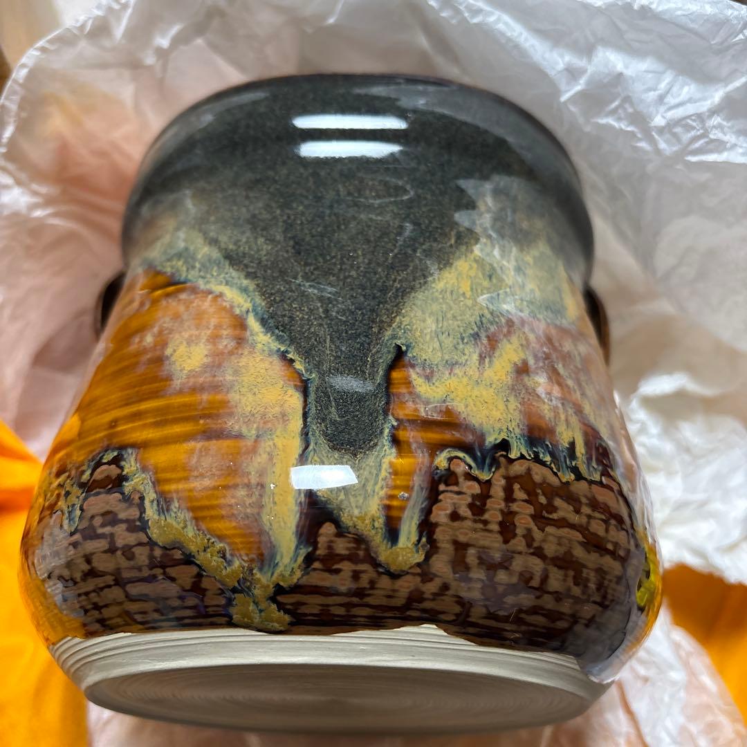 茶道具　耳付き水指　高取　亀井楽山作　木箱付き