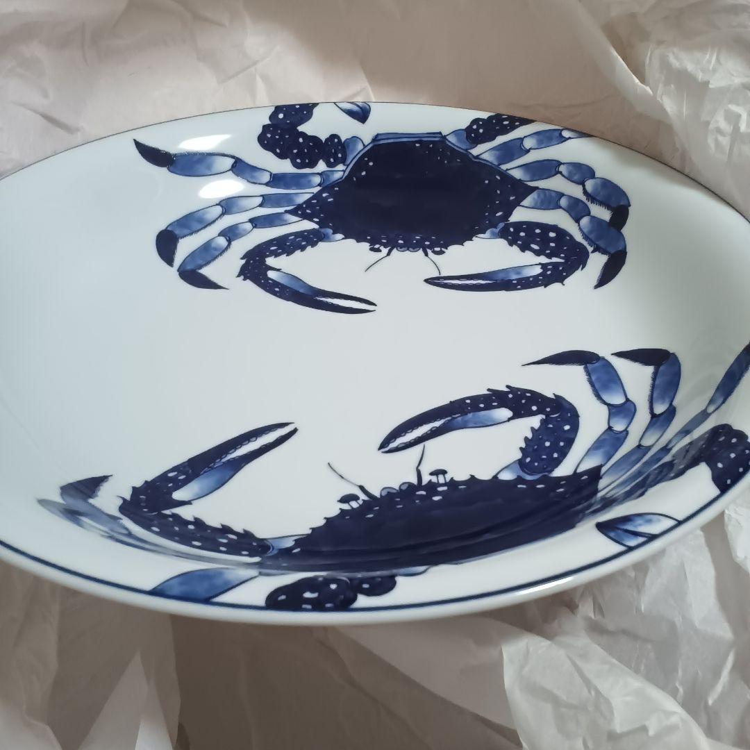 有田焼　源右衛門　蟹　染付蟹絵　特大　大皿　飾り皿　鉢　お正月