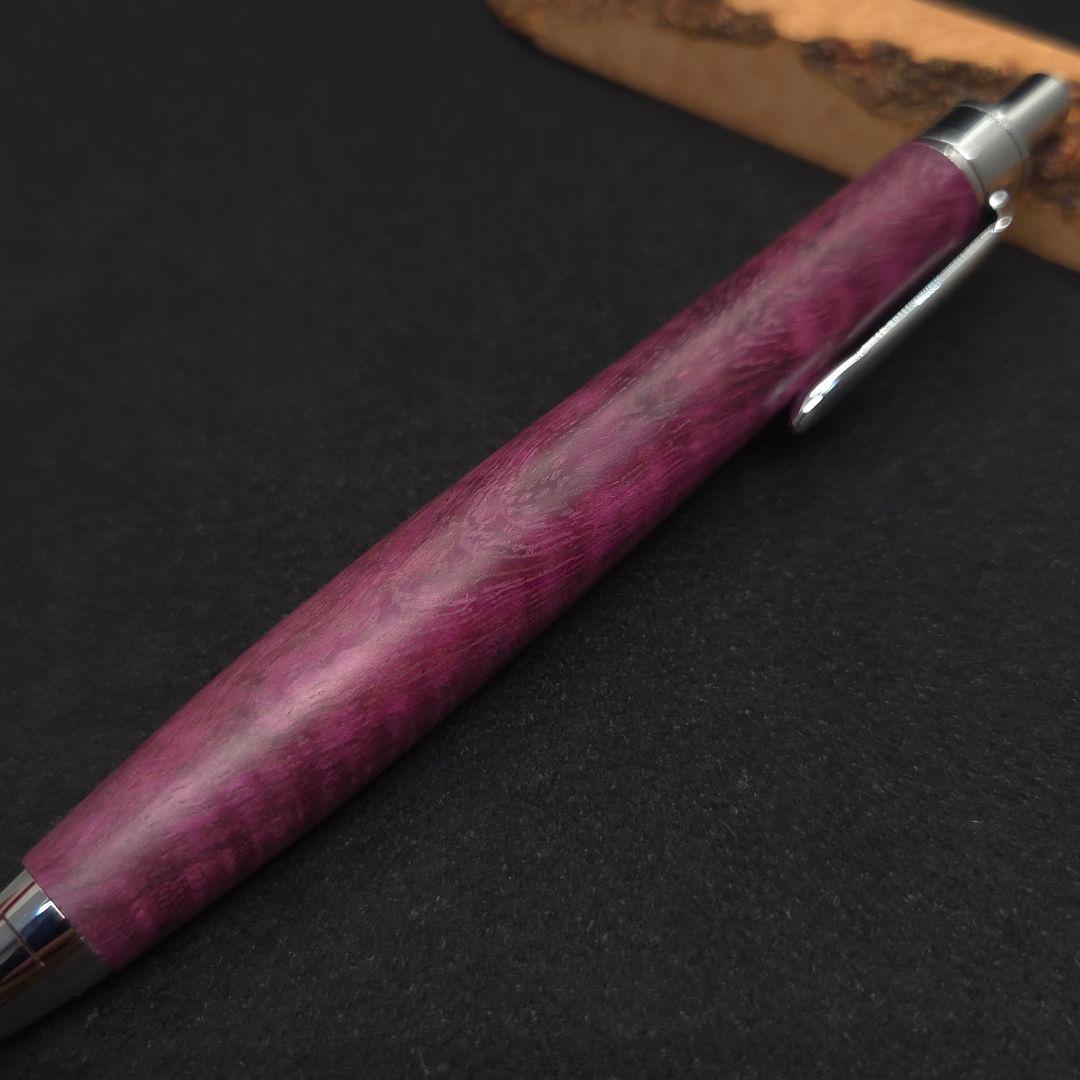 No.33ハンドメイド木軸シャーペンパープルハート縮み杢
