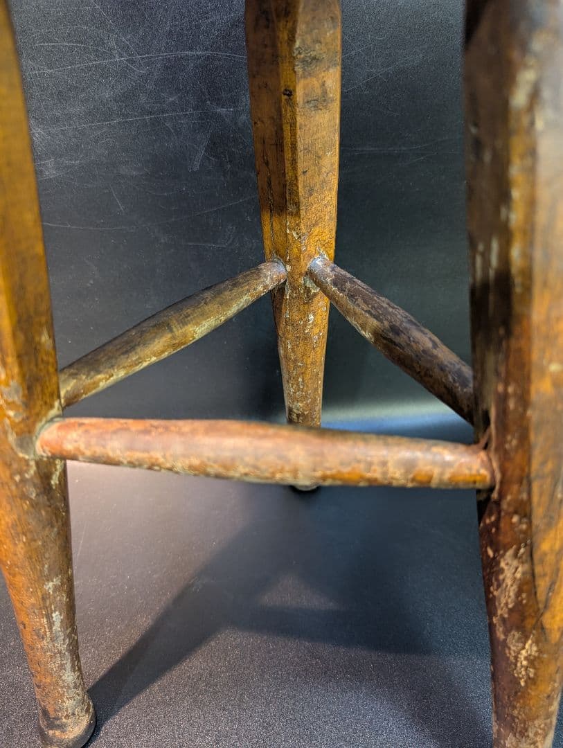 木製スツール 丸椅子 無垢材 三脚 昭和レトロ ヴィンテージ アンティーク 骨董