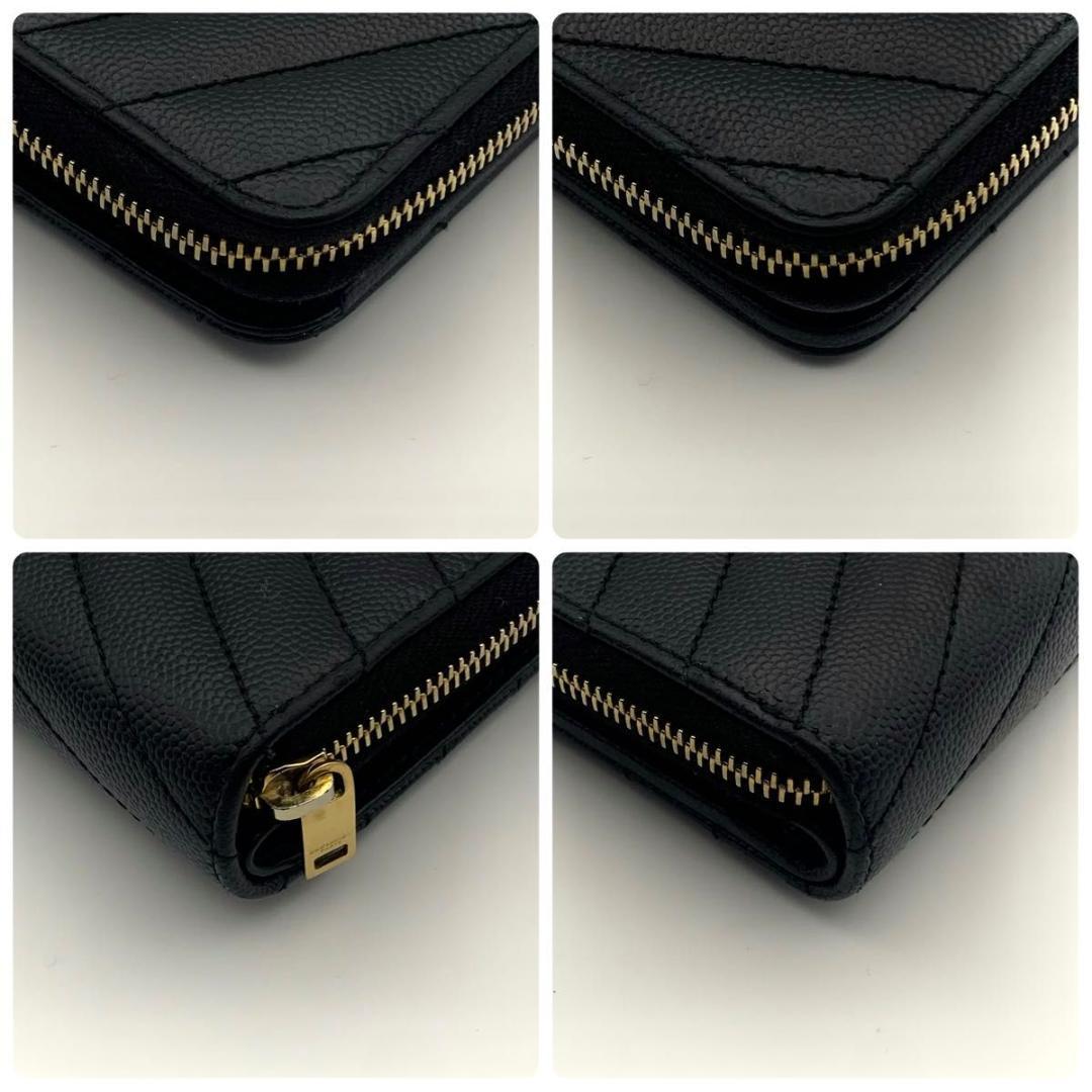 箱付き 美品 サンローラン 財布 カサンドラ YSL 二つ折り コンパクト 黒