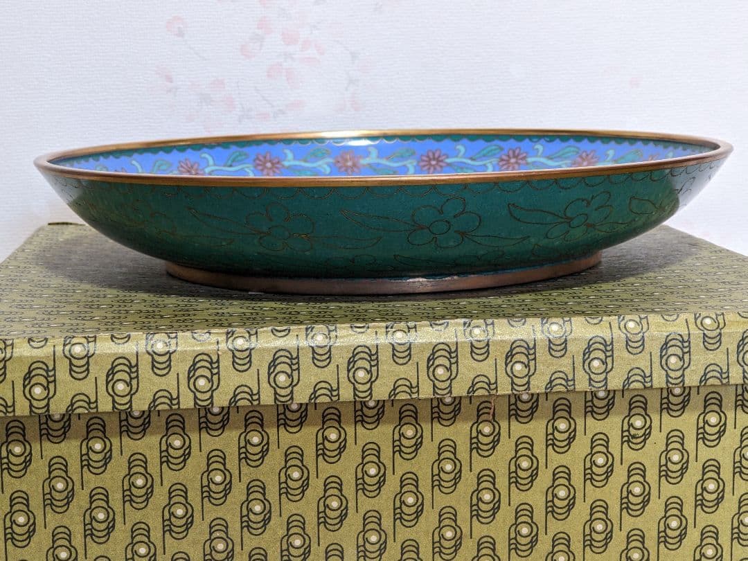 ♦中国美術工芸品 景泰藍絶妙 琺瑯彩 飾り皿 盆 古玩 古美術品 七宝焼 骨董品