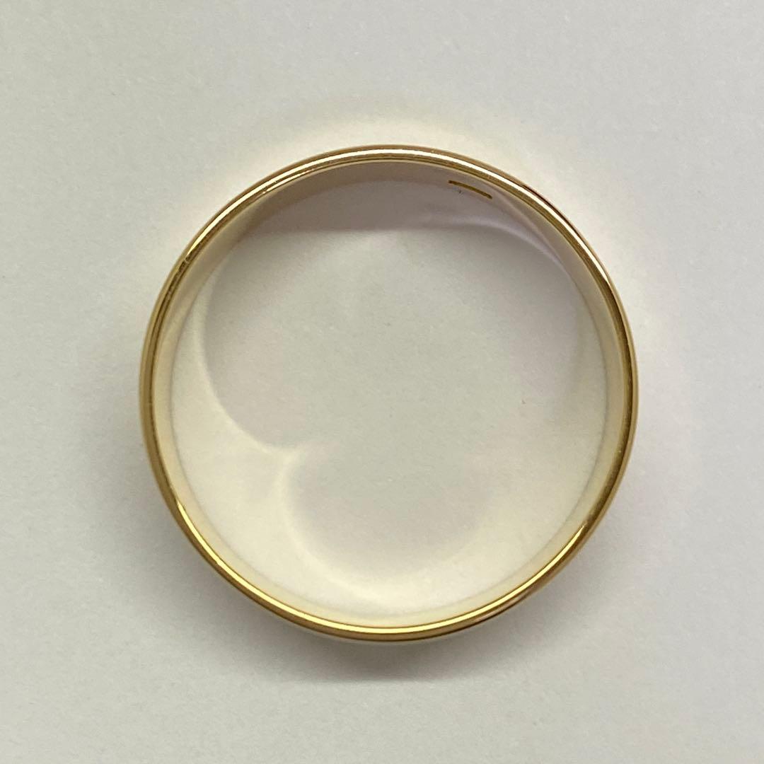 K18イエローゴールド　平打ちリング　サイズ15.3号　18金　6mm幅