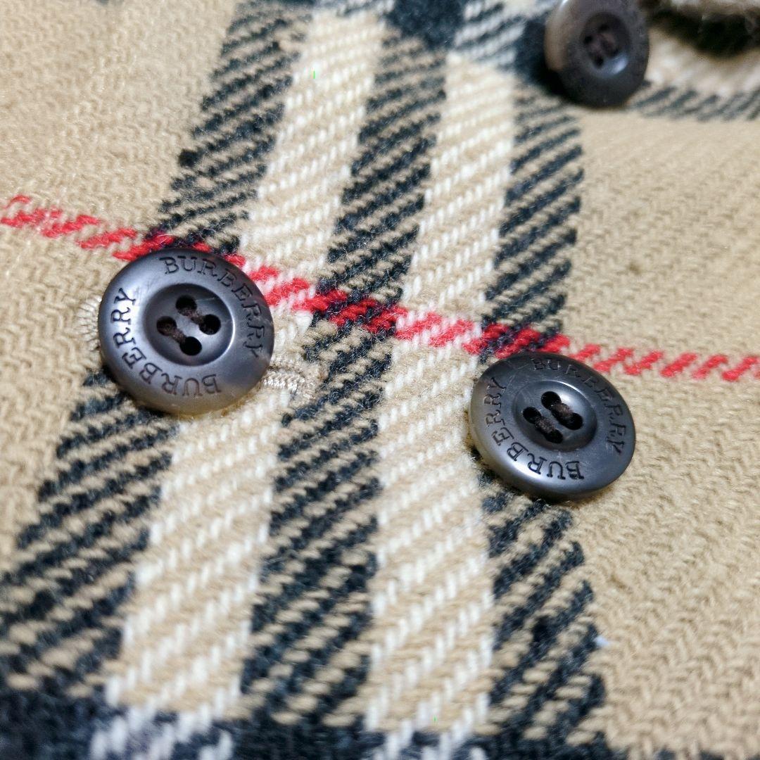 ■希少美品■バーバリー キッズ ピーコート ダブル ノバチェック ファー フード