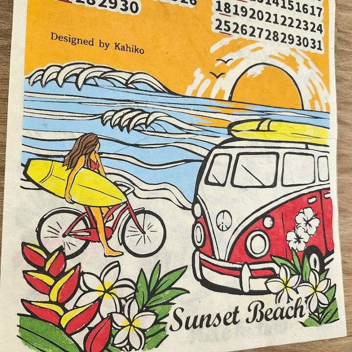 カレンダー】アロハ2025年 ハワイアン雑貨★ハンドメイド壁掛け手染め手すき紙