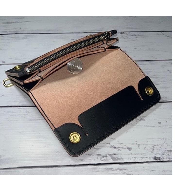 na0 ④ミドルトラッカーウォレット/姫路レザー茶芯/金具真鍮42タロン