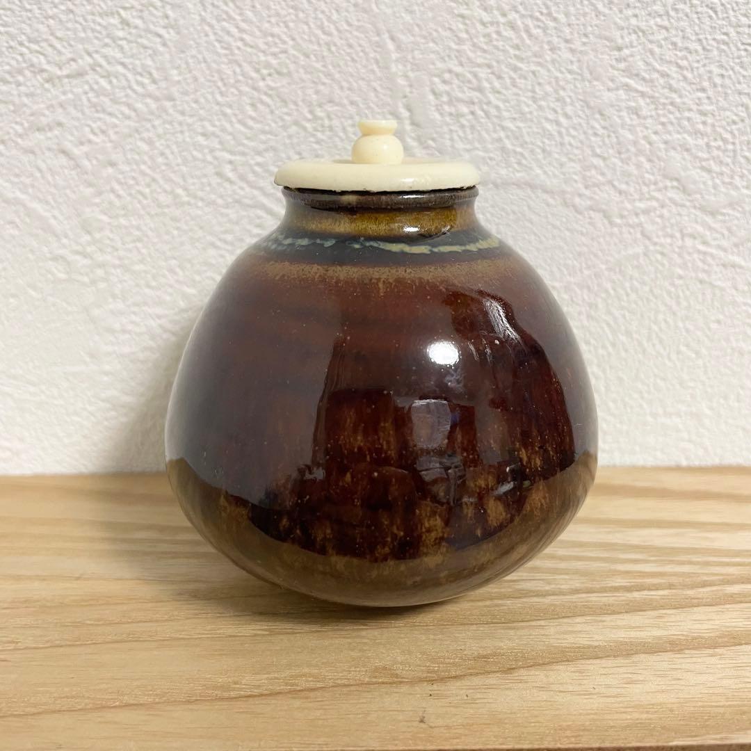 【新品未使用品】茶道具 高取焼 茄子茶入 喜恵作 共箱付き