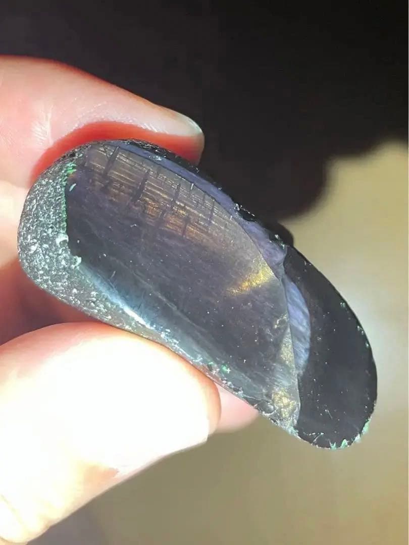 研磨品　十勝石玲瓏　ゴールデンレインボー＋パープル　超特級品