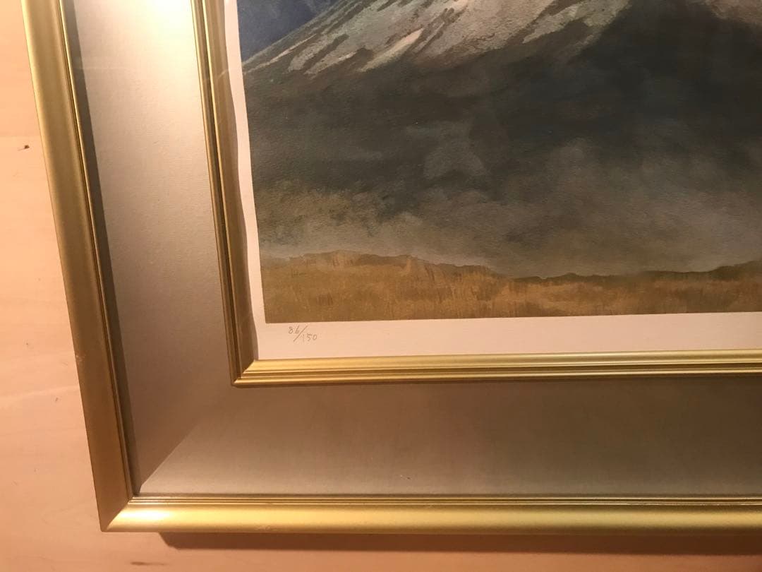 松本哲男「朝霧富士」リトグラフ　直筆サイン・落款・エディション・作品証明シール有