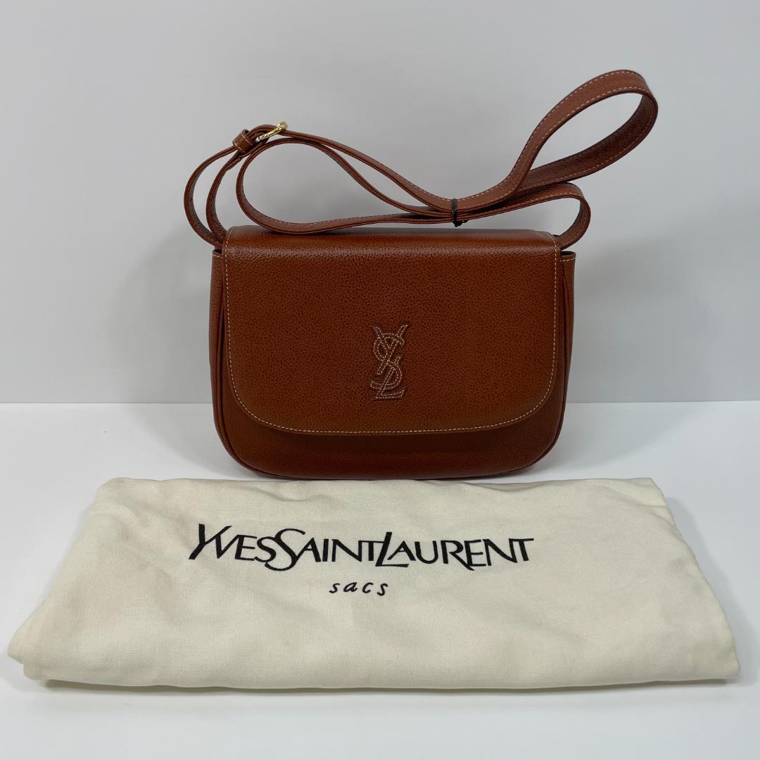 イブサンローラン ショルダー ヴィンテージ YSL ブラウン MBZ101
