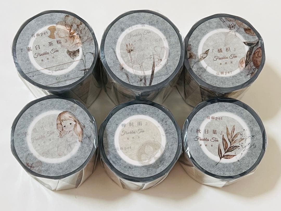 《在庫ラスト最終値下げ》海外 マスキングテープ雀斑茶 6点⚠️pet（33.324