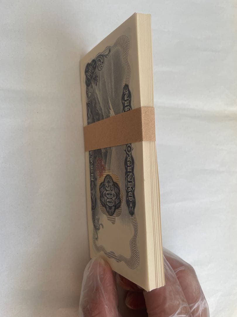 日本銀行 500円紙幣 富士山 100枚連番、ピン札